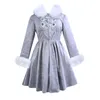 Casual Dresses Blood Supply Original Lolita Winter Dress Cotton Padded Umbrella Skirt Thicken Grey Velvet Retro Mini Vestidos