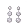 Dangle Earrings 2023 Vintage Pearl Drop Earring For Women Ancient Sliver Color Long Pendant Statement Ear Jewelry Exquisite Gift