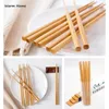 Chopsticks 5 أزواج من الخيزران الخشبي الطبيعي الصيني No Wax Healthy Rice Noodles Ramen Sushi مجموعة EL Table