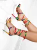 Klänningskor Aphixta Summer Ribbon Slim High Heels Sandals Women's Fashion Pump Cool Leather Stripe Fötter Band officiella skor Z230804