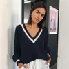 Pulls pour femmes filles JK uniforme pull blanc femmes Preppy col en V à manches longues coréen pull décontracté tricot pulls hauts automne hiver