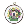 Kinesiska stilprodukter DIY -broderier för nybörjare Flower House -mönster Tryckt handarbete Cross Stitch set Sewing Art Craft Målning Partihandel