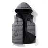 Men's Vests Hooded Vest Homme Winter Casual Sleeveless Coats Male Cotton-Padded Thickening Men Waistcoat Outerwear VT-239