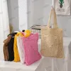 Women Pradehanbag Bag luksusowe marki puste litery Raffia słomka papier tote tkaninowe kobiety na ramię letnie mody na drutach torebka plażowa Pradebag