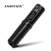 Máquina de tatuaje Ambition Flash Wireless Pen Capacidad de batería profesional 2200mAh Fuente de alimentación de litio LED Digital para Body Art 230803