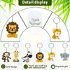 Autres fournitures de fête d'événement 30pcs mignon porte-clés animaux de la jungle ensemble avec merci étiquettes kraft sacs en organza pour baby shower fête d'anniversaire faveurs décor 230804