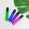 Оптовая 10 мл пустого стеклянного рулона на бутылке Blue Red Green Amber Clear Roller Container 1/3 унции для эфирного масла, ароматерапия, духи LL