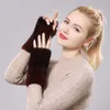 Fingerlose Handschuhe Frauen 100 echte echte gestrickte Nerz Pelz Fäustlinge Winter warme Dame handgemachte Strickhandschuh 230804