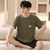 Men's Sleepwear Summer Cotton Pijama Solid Color Shorts Pajama Sets Casual Sleep&Lounge Pyjamas Plus Size Home Night Clothes