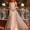 2020 Sparkly Gold Sequin Sweetheart A-line Spaghetti Strap Cheap Long Prom Party Evening Gown Prom Dresses robe de soriee275E