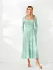 Casual Dresses Women's Elegant V-Neck Midi Dress with Cross Buttons 3 4 Sleeve A-Line Solid Color Party