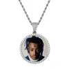 Hommes Femmes CustomSmall Moyenne Grande Taille Ronde Photo Médaillons Pendentif Collier cadeaux Zircon Pendentif Hiphop JewelryZZ