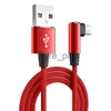 Laddare/kablar USB C -kabel 90 graders armbågsväv för Xiaomi Huawei Mobiltelefon Tillbehör Typ C Kabelladdare Snabb laddning av USB -kabel X0804