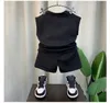 Kläderuppsättningar Boutique Desginer Baby Boys Clothing Summer Sleundesee Pullover Shirt and Pants 2st For Kids 28 Years Casual Sport Set 230803