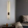 Lâmpada de parede minimalista longa tira luzes LED para sala de estar TV fundo interior luxo lâmpadas de cabeceira arandela preto