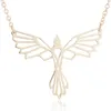 Hänge halsband mode söt origami fågelhalsband för kvinnor lång kedja phoenix rostfritt stål anpassad geometrisk smycken gåva