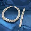 Necklace Earrings Set Natural 8-9mm Pearl Bracelet Fashion Short Clavicle