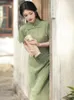 Vêtements ethniques 2023 été vert amélioré Cheongsam frais jeunes filles Jacquard style chinois robe de soirée Pograph Qipao pour les femmes fête