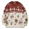 Mannen Truien Amerikaanse Cartoon Kerst Gebreide Vintage Ronde Hals Kleur Matching Truien Causale Losse Verse Paar Jumpers Winter 230803