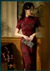 Etniska kläder 2023 Spring Summer Chinese Style Cheongsam Retro Traditionell elegant sexig klänning Catwalk Fashion Women's