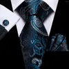 Bow Ties Hi-Tie Dark Blue Black Floral Silk Wedding Tie For Men Handky Cufflink Set Fashion Designer Gift Mens Slitte Business Party
