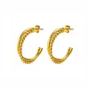 Boucles d'oreilles cerceau C forme torsion pour femmes filles couleur or 316L en acier inoxydable breloques mode bijoux cadeau en gros GE562