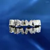 Cluster Rings 2023 925 Silver Ladder Square Irregular INS Cold Wind Stacked Diamond Ring