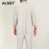 Costumes pour hommes ALSEY Miyake printemps costume plissé veste affaires décontracté couleur unie revers trois-quarts manches Cardigan mode masculine