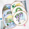 Chinese Style Products Purple Flowers Embroidery DIY Needlework Houseplant Pattern Needlecraft for Beginner Cross Stitch