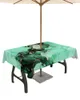 Table Cloth Marble Texture Green Outdoor Tablecloth With Umbrella Hole Zippered Waterproof Picnic BBQs Patio Round Cover