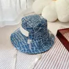 Chapéus de pescador de cowboy cor sólida lona rachada estampado chapéu balde viagem ao ar livre férias praia moda pote chapéu bob hat