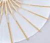 Lagerfans Sonnenschirme Hochzeit Braut Sonnenschirme Weißer Papierschirm Holzgriff Japanische chinesische Handwerksschirme mit 60 cm Durchmesser