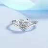 Cluster Rings Heart Diamond Promise Ring for Women VVS1 D Color Moissanite Engagement Sterling Silver Wedding Jewelry Gift Inkludera Box