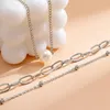 Chains Boho Sweet Imitation Pearl Pendant Necklace For Women 2023 Multi Layered Gold Color Metal Beads Charming Girls Fashion Jewelry