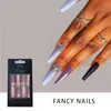 False Nails 30Pcs/Box Extra Long Press On Ballerina Coffin With Rhinestones Full Cover Fake Artificial Acrylic