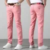 Jeans pour hommes haute qualité mode tendance 2023 automne taille moyenne pantalons décontractés amples mâle classique marque jaune rouge Denim pantalon