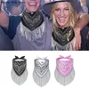 Foulards Disco Gland Écharpe Western Cowboy Bandana Avec Argent Frange Foulard Tête Cou Party Club Foulard Mode Danse Hijabs