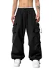 Herenbroek Heren S Relaxed Fit Elastische taille Cargo Oversized Comfortabele Wijde Pijpen Jogger Joggingbroek Urban Streetwear