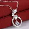 Ketten Großhandel 925 Sterling Silber Halskette Niedliche Charms Hohe Qualität Für Frauen Dame Hochzeit Schmuck Kristall