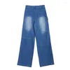 Damen Jeans Baggy Cargo Damen Y2K Vintage Asymmetrische Reißverschlusstasche Denim Hose Streetwear Casual Straight Leg Hose Pantaloni