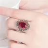 Bagues de cluster FoYuan Wish Selling Jewelry Vintage Large Gem Ring Red Grenade Exaggerated Black Minerai Finger