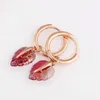 Stud Earrings Authentic 925 Sterling Silver Pink Murano Glass Leaf Fashion Hoop For Women Gift DIY Jewelry