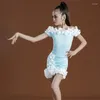 Vêtements de scène Costume de danse latine 2023 filles printemps été enfants jupe pratique formation vêtements