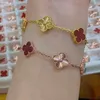 Chain Designer Jinggong Four-leaf clover Five flower Bracelet Lucky Flower Double sided V gold thick plating 18k rose red chalcedony M9X5