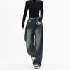 Jeans Femme Automne Et Hiver Mode Tendance Droite Lâche Pantalon Large Bleu Eau Rétro Coupe Slim