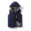 Men's Vests Hooded Vest Homme Winter Casual Sleeveless Coats Male Cotton-Padded Thickening Men Waistcoat Outerwear VT-239