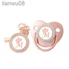 Sucettes # Bébé Clips de Sucette Personnalisés Rose Or Couronne Lettre Bling Nouveau-Né De Luxe Sucettes Titulaire Silicone Infant Nipple Teethers x0804