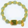 Strand Design Élégant Sens Dames Imitation Hetian Jade Lotus Pendentif Bracelet Vintage Oeil De Dieu De Luxe Mode Cadeau Goutte