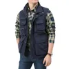 Herrvästar mäns lossning väst taktisk webed växel kappa sommar pographer waistcoat verktyg många pocket mesh arbete ärmlös jacka man 230803