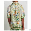 Herren Freizeithemden Casablanca 23Ss Grüne Pflanzen Blumen Blumen Uni Designer Weißes Twill-Seiden-Kurzarmhemd Drop Delivery Apparel Dhavs